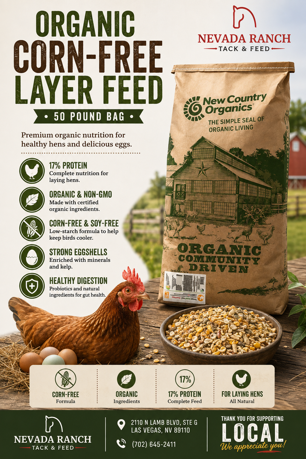 Organic Corn-Free Layer Feed | 50 lb