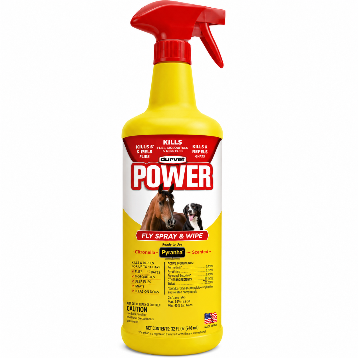 Durvet Power® Fly Spray & Wipe – Horse & Dog Insect Control Spray